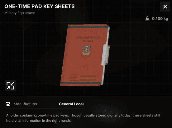 One-Time Pad Key Sheets