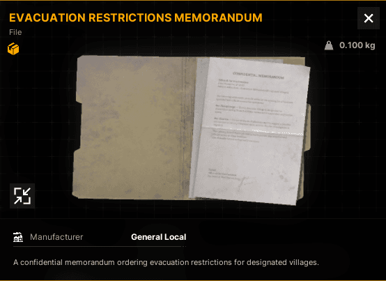Evacuation Restrictions Memorandum