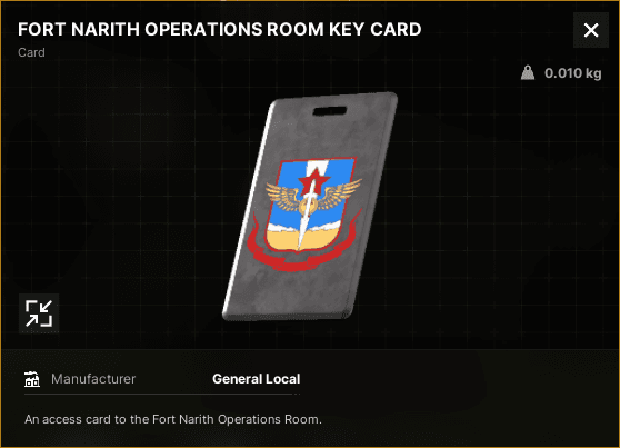 Fort Narith Operations Room Key Card