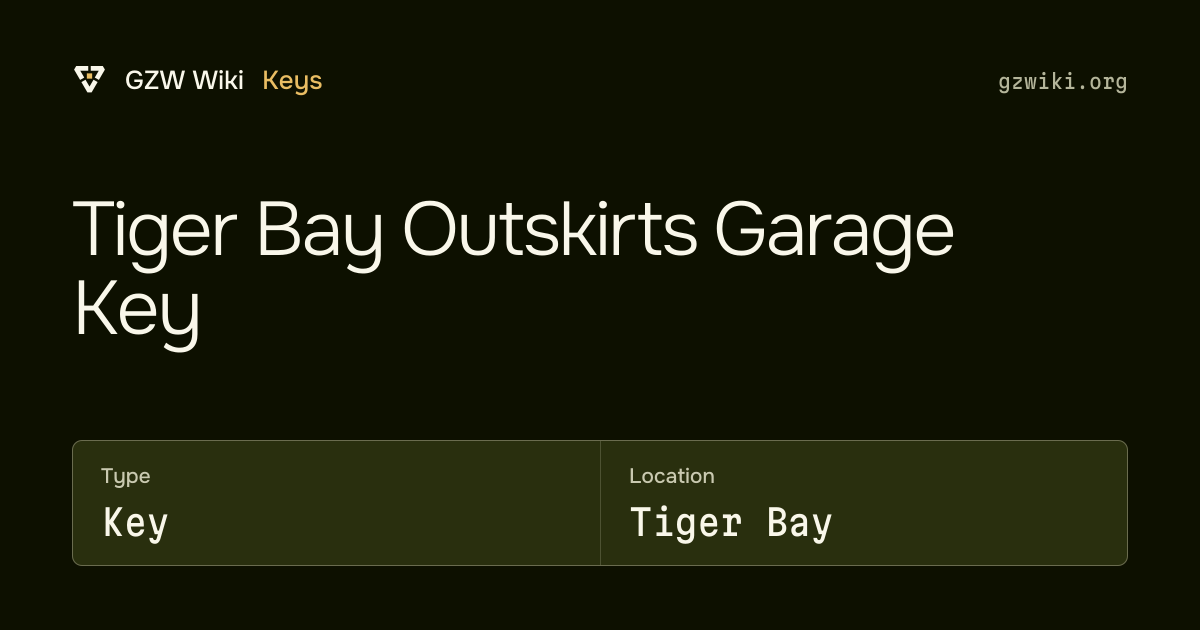 Tiger Bay Outskirts Garage Key · Key · GZW Wiki